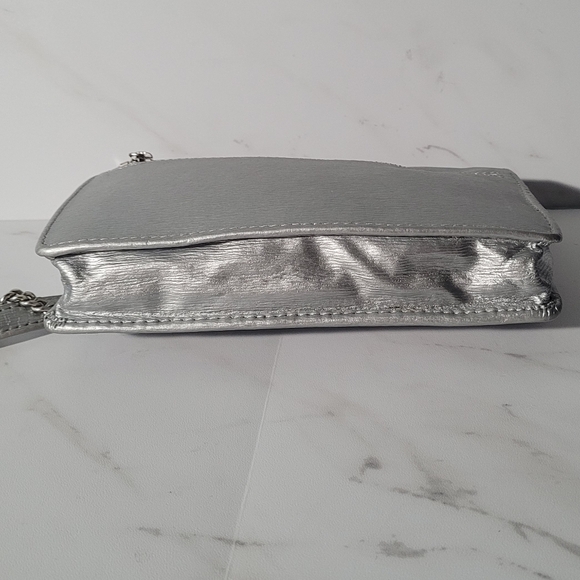 EUC Lauren Ralph Lauren Newbury Mini Shoulder Crossbody Bag Chain Strap Silver - Picture 3 of 10